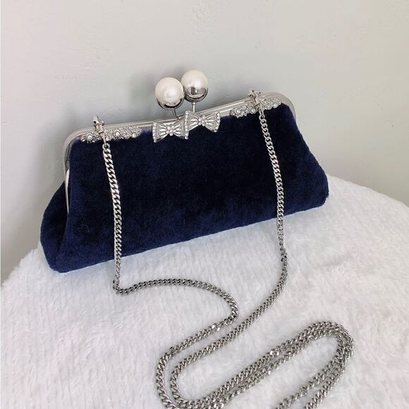 Handmade Real Shearling Pearl Kisslock Clutch/Wristlet/Evening Bag/Crossbody - Picture 11 of 16